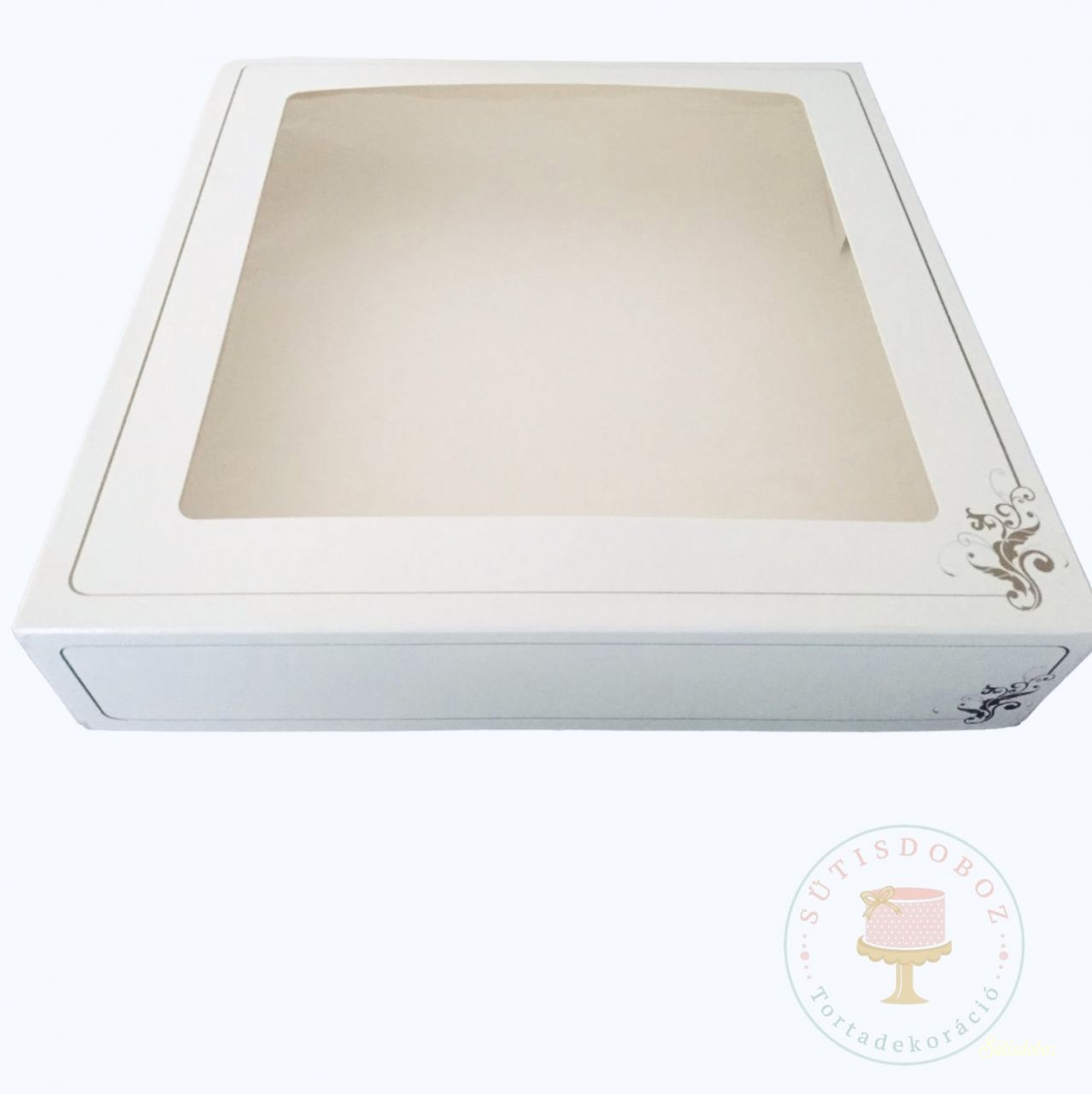 Ablakos süteményes doboz 25x25x5cm 1db (Online rendelhető minimum 10db!)