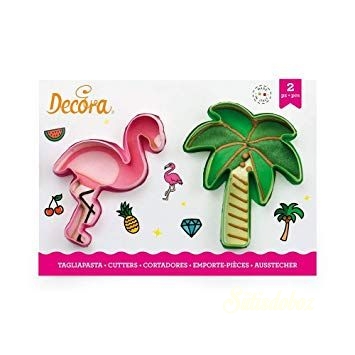 Decora műanyag kiszúró 2db - Pálmafa és flamingó