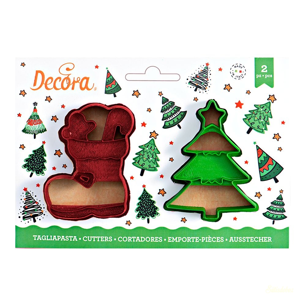 Decora műanyag kiszúró 2db - Csizma és Karácsonyfa