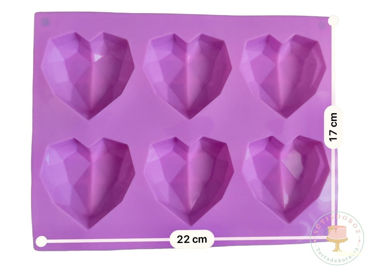 Szilikon forma csoki díszekhez - Geometrikus szívek 6db