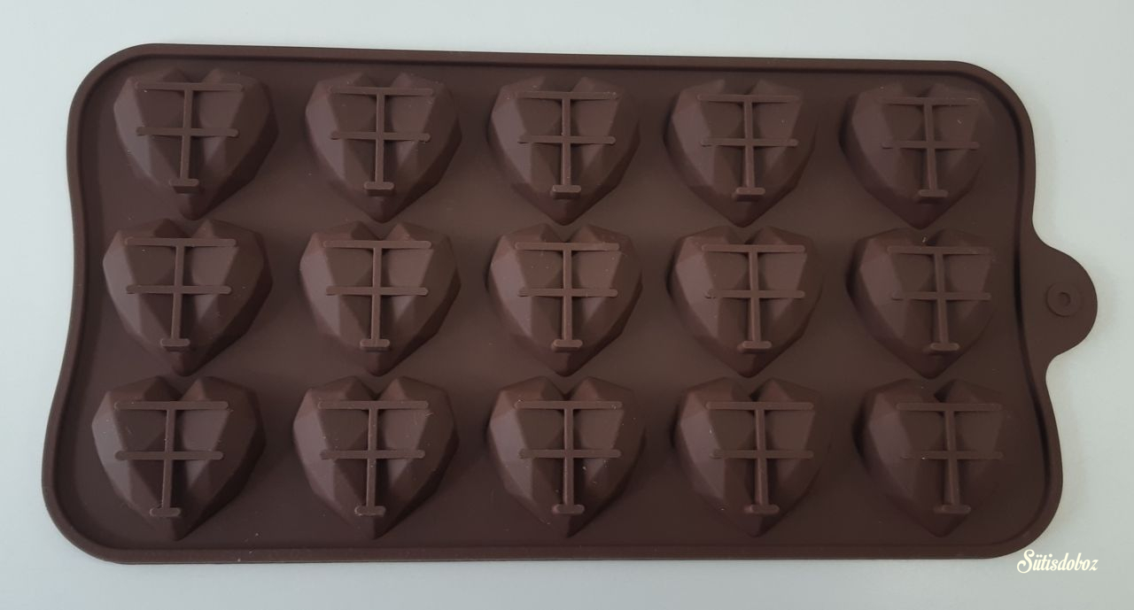 Szilikon csokoládé bonbon forma - Kis Geometrikus szív 