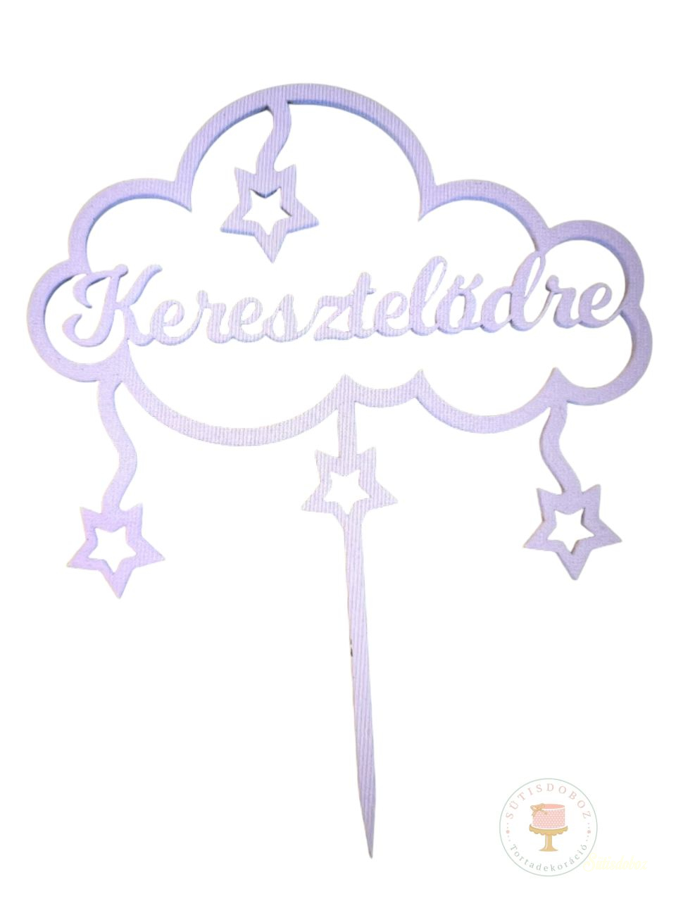 Fa torta beszuró- Felhőben keresztelődre fehér5x16